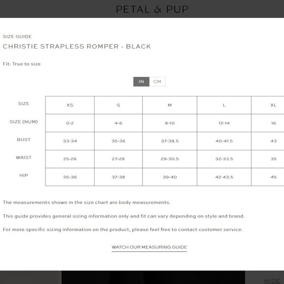 Petal & Pup Christie Strapless Romper | Black | M - Picture 8 of 8